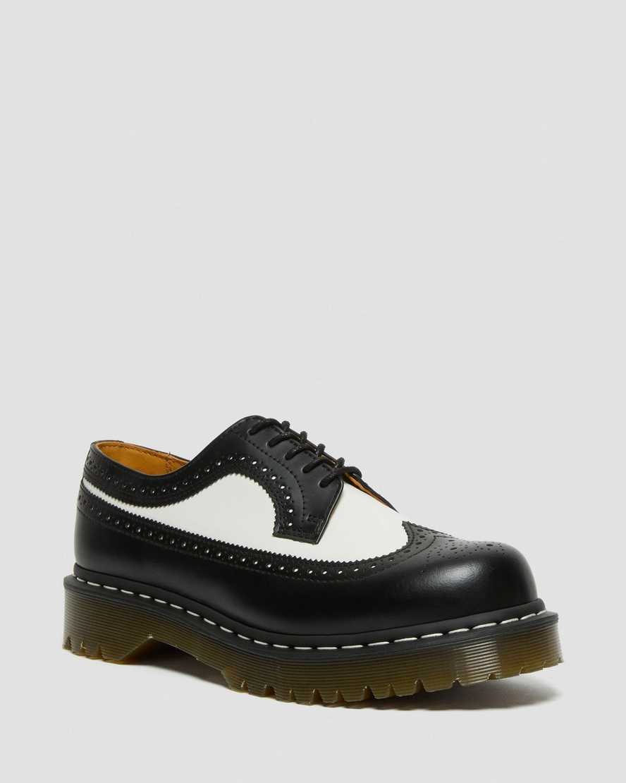 Dr. Martens 3989 Bex Smooth Lær Oxford Sko Dame Svart/Hvite [4271EPTVD]